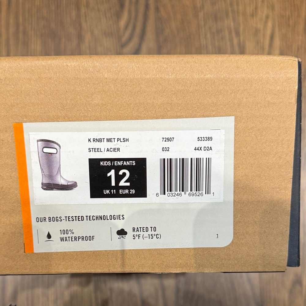 NWT Kids Bogs Glossy Black Winter/Rain Boots Size 12 - Picture 12 of 12
